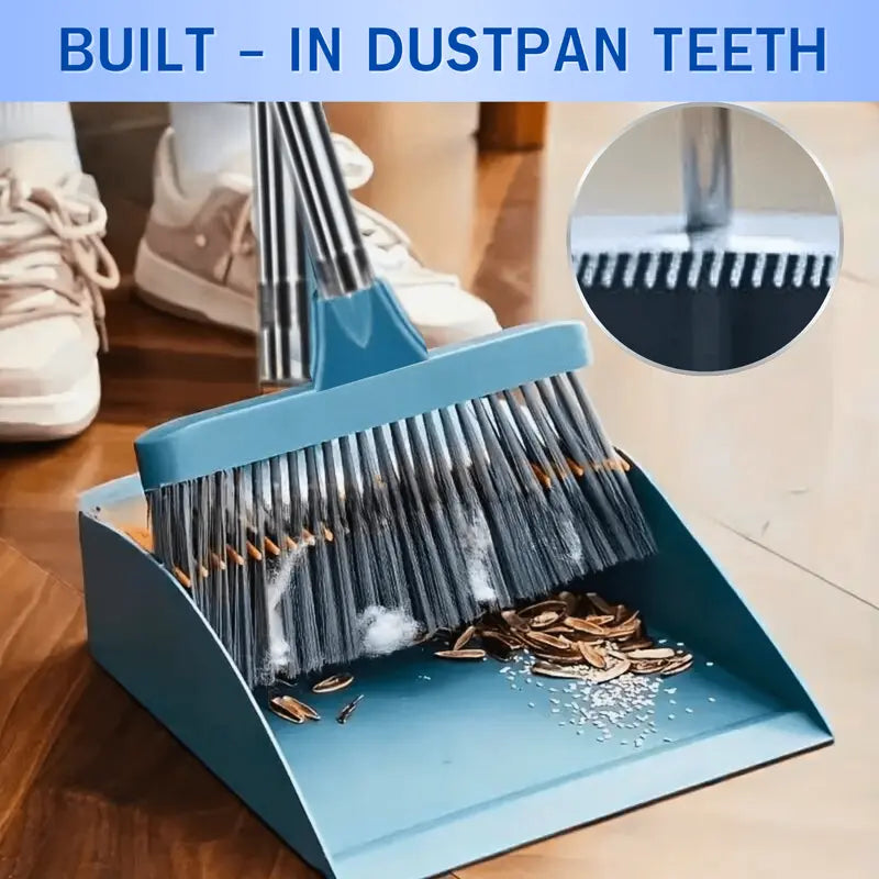 1set, Household Broom And Dustpan Set, Long Handle Floor Cleaning Broom Dustpan Set, Dustpan With Comb Tooth, To Remove Dust And Garbage, For Home, Kitchen, Room, Office, Cleaning Supplies, Cleaning Tool, Back To School Supplies