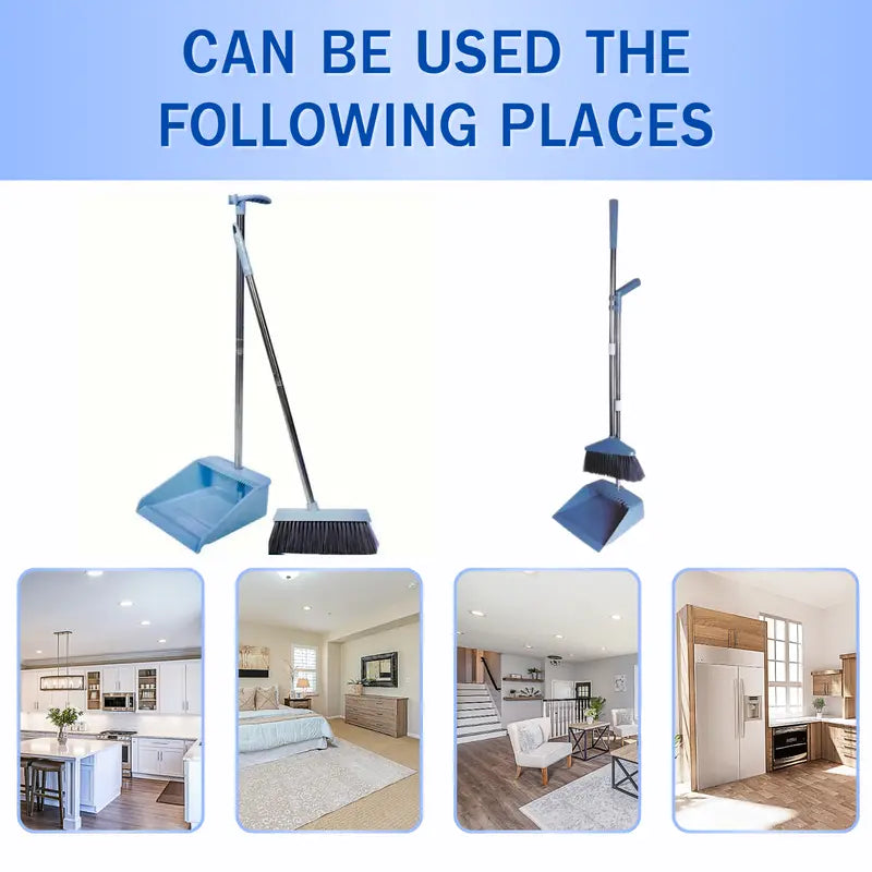 1set, Household Broom And Dustpan Set, Long Handle Floor Cleaning Broom Dustpan Set, Dustpan With Comb Tooth, To Remove Dust And Garbage, For Home, Kitchen, Room, Office, Cleaning Supplies, Cleaning Tool, Back To School Supplies