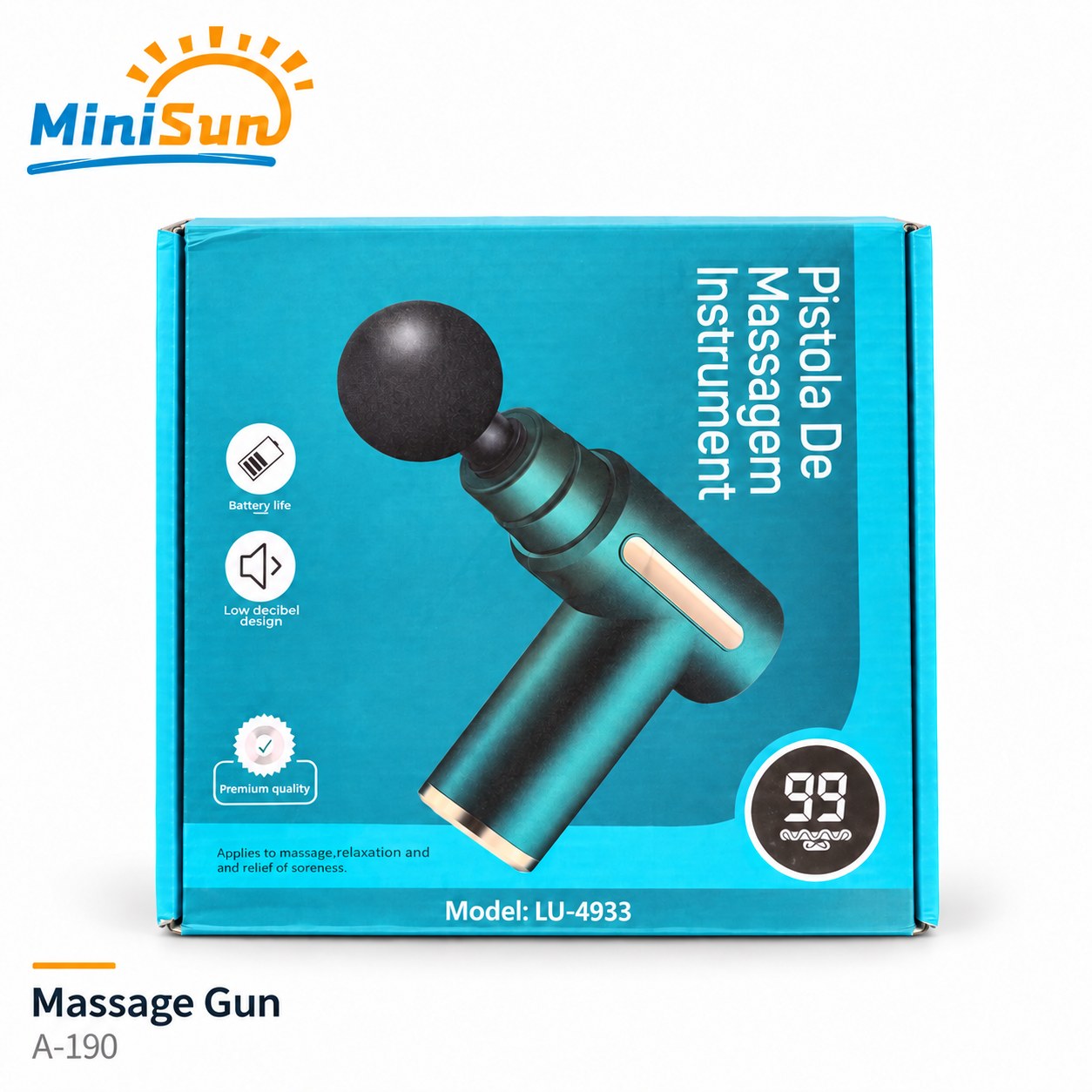 LU-4933 Handheld Massage Gun: actual stock product photo