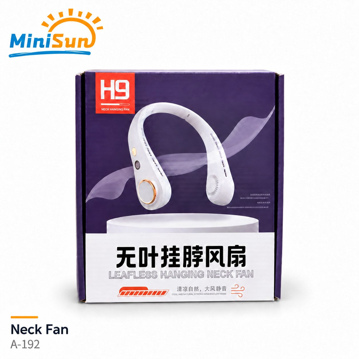H9 Bladeless Neck Fan – Hands-Free Wearable Design: actual stock product photo