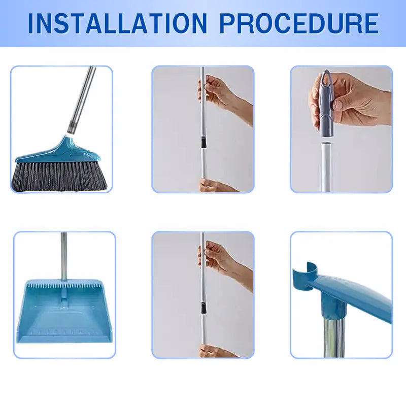 1set, Household Broom And Dustpan Set, Long Handle Floor Cleaning Broom Dustpan Set, Dustpan With Comb Tooth, To Remove Dust And Garbage, For Home, Kitchen, Room, Office, Cleaning Supplies, Cleaning Tool, Back To School Supplies