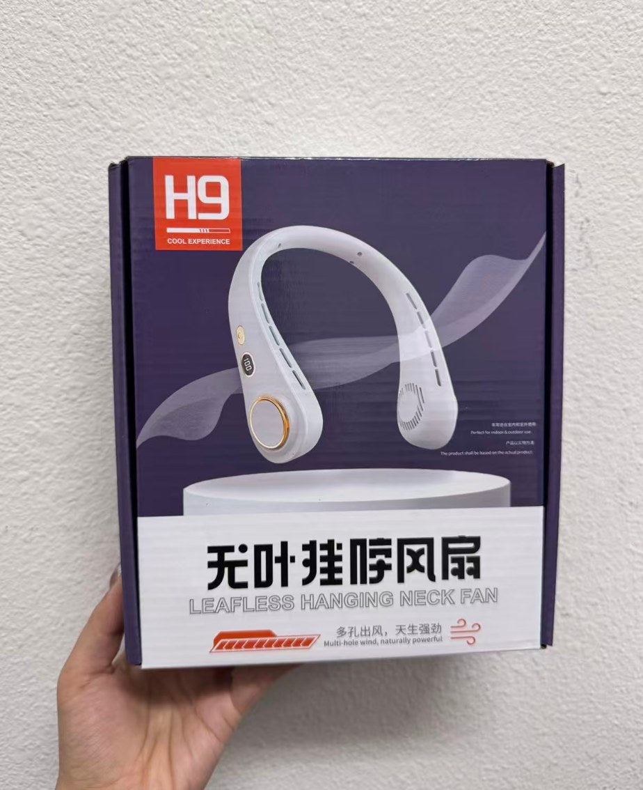 H9 Bladeless Neck Fan – Hands-Free Wearable Design: actual stock product photo