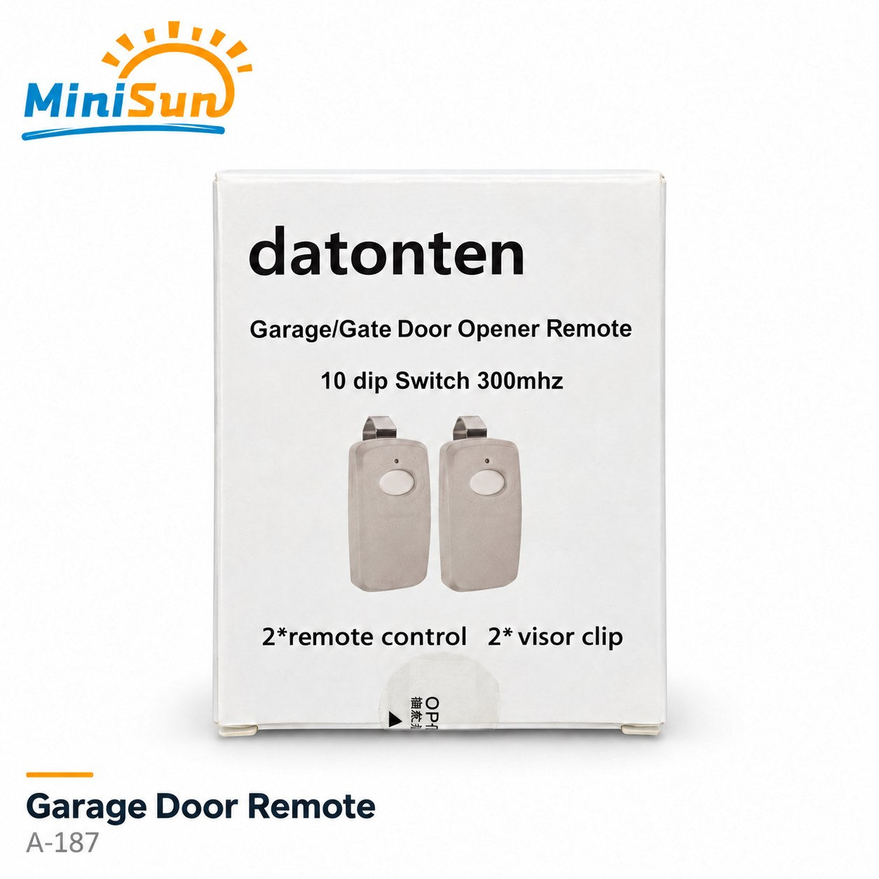 datonten 300MHz Garage & Gate Door Remote – 2-Pack, 10 DIP: actual stock product photo