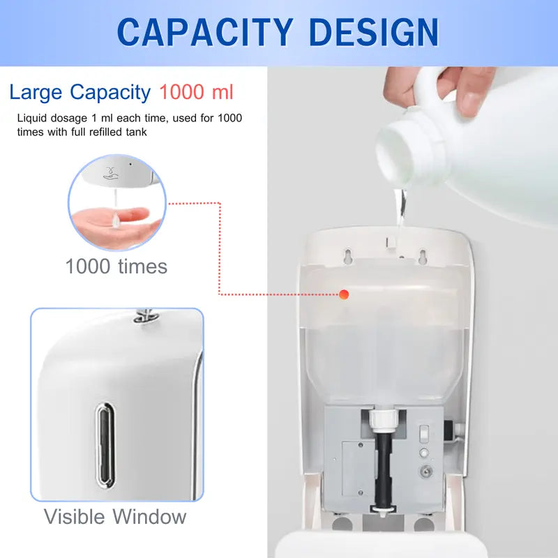 Automatic Touchless Smart Soap Dispenser ABS-Plastic White Wall-Mounted Automatic with Sensor Hand Soap Dispenser, Shower Lotion, Gel, Conditioner (1000 ml)